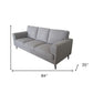 84" Light Gray Linen Sofa With Black Legs