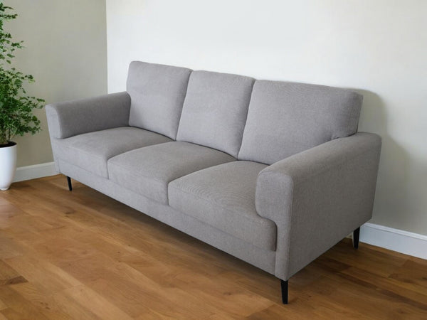 84 Light Gray Linen Sofa With Black Legs