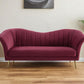 80" Red Velvet Sofa With Gold Legs