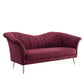 80" Red Velvet Sofa With Gold Legs