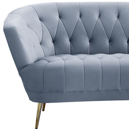 84" Light Gray Velvet Sofa With Gold Legs