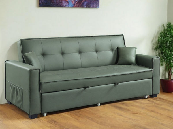 82 Green Velvet Sleeper Sofa And Toss Pillows With Black Legs