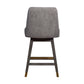 26" Taupe And Gray Upholstered And Solid Wood Swivel Counter Height Bar Chair