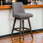 30" Brown And Gray Solid Wood Swivel Bar Height Bar Chair