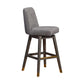 30" Brown And Gray Solid Wood Swivel Bar Height Bar Chair