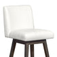 30" Pearl And Gray Upholstered And Solid Wood Swivel Bar Height Bar Chair