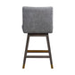 26" Gray And Black Solid Wood Swivel Counter Height Bar Chair