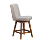 26" Taupe And Brown Solid Wood Swivel Bar Height Bar Chair