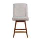 26" Taupe And Brown Solid Wood Swivel Bar Height Bar Chair