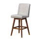 30" Beige And Brown Solid Wood Swivel Bar Height Bar Chair