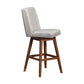 30" Beige And Brown Solid Wood Swivel Bar Height Bar Chair