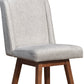 30" Beige And Brown Solid Wood Swivel Bar Height Bar Chair