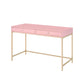 47" Pink and Gold Writing Desk With Two Drawers