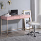 47" Pink and Gold Writing Desk With Two Drawers