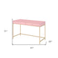47" Pink and Gold Writing Desk With Two Drawers