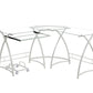 51" Clear and White Glass L Shape Computer Desk