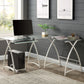51" Clear and White Glass L Shape Computer Desk