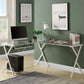 62" Clear and White Glass L Shape Computer Desk