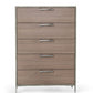 35" Brown Oak And Grey Solid And Manufactured Wood Five Drawer Chest