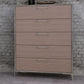 35" Brown Oak And Grey Solid And Manufactured Wood Five Drawer Chest