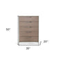 35" Brown Oak And Grey Solid And Manufactured Wood Five Drawer Chest