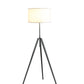 64" Chrome Adjustable Tripod Floor Lamp With White Shade