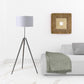 64" Chrome Adjustable Tripod Floor Lamp With White Shade