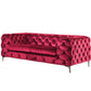 75" Red And Silver Velvet Loveseat