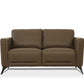 59" Brown And Silver Leather Loveseat