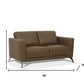 59" Brown And Silver Leather Loveseat