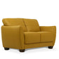 57" Mustard And Brown Leather Loveseat