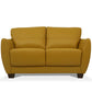 57" Mustard And Brown Leather Loveseat