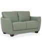 57" Green Blue And Espresso Leather Loveseat