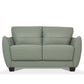 57" Green Blue And Espresso Leather Loveseat