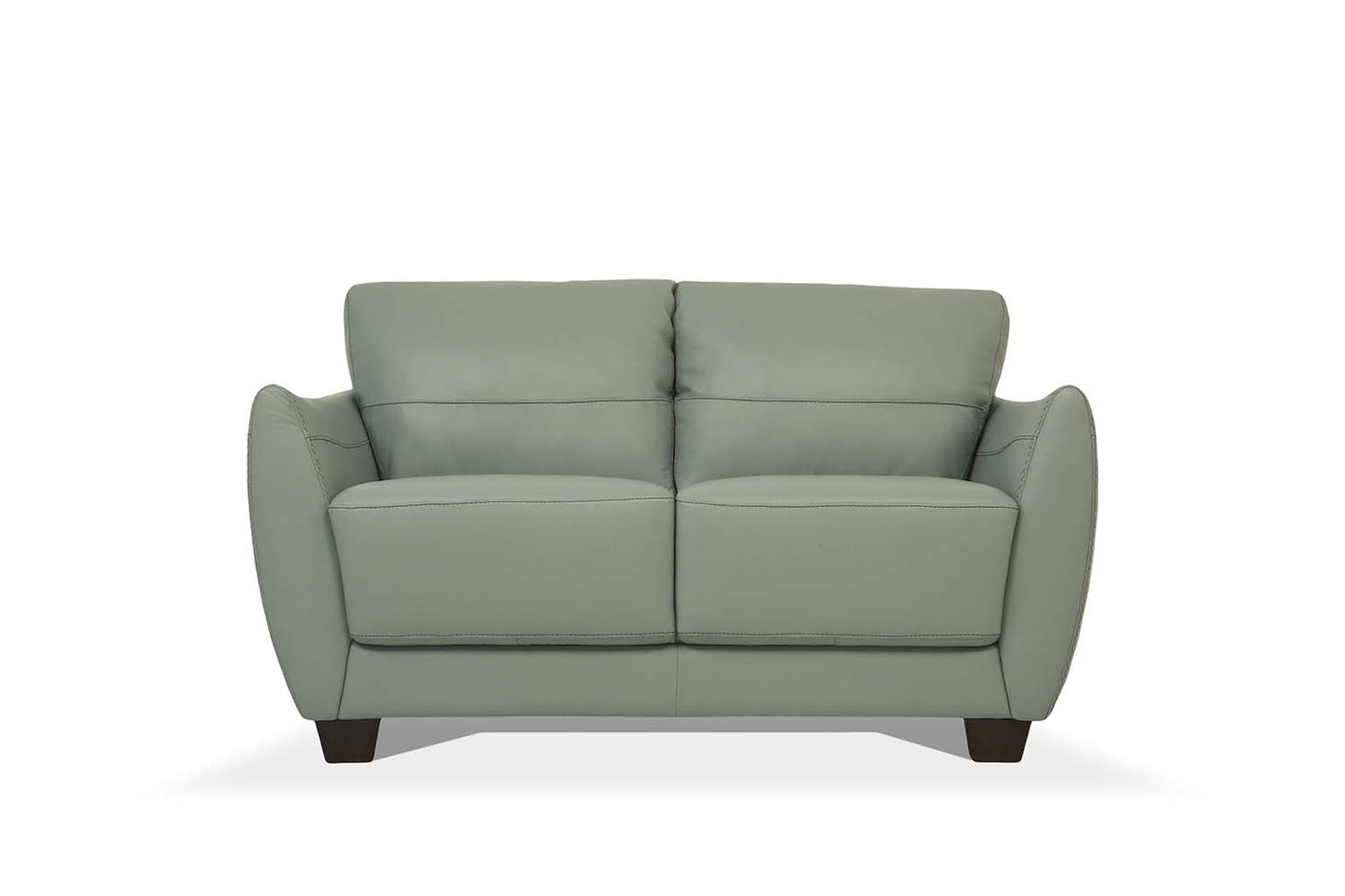 57" Green Blue And Espresso Leather Loveseat