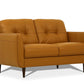 59" Camel And Brown Leather Loveseat