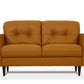 59" Camel And Brown Leather Loveseat