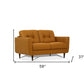 59" Camel And Brown Leather Loveseat