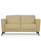 59" Cream And Silver Leather Loveseat