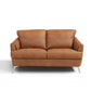 59" Camel And Silver Leather Loveseat