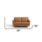 59" Camel And Silver Leather Loveseat