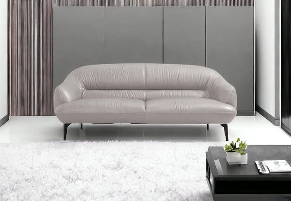 66 Gray And Black Leather Loveseat