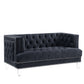 64" Charcoal And Silver Velvet Loveseat