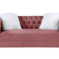 65" Pink And Silver Velvet Loveseat and Toss Pillows