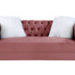 65" Pink And Silver Velvet Loveseat and Toss Pillows