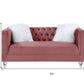 65" Pink And Silver Velvet Loveseat and Toss Pillows