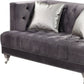 61" Gray And Silver Velvet Loveseat and Toss Pillows