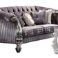 76" Purple And Platinum Velvet Loveseat and Toss Pillows