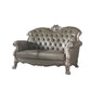 71" Bone Faux Leather Loveseat and Toss Pillows