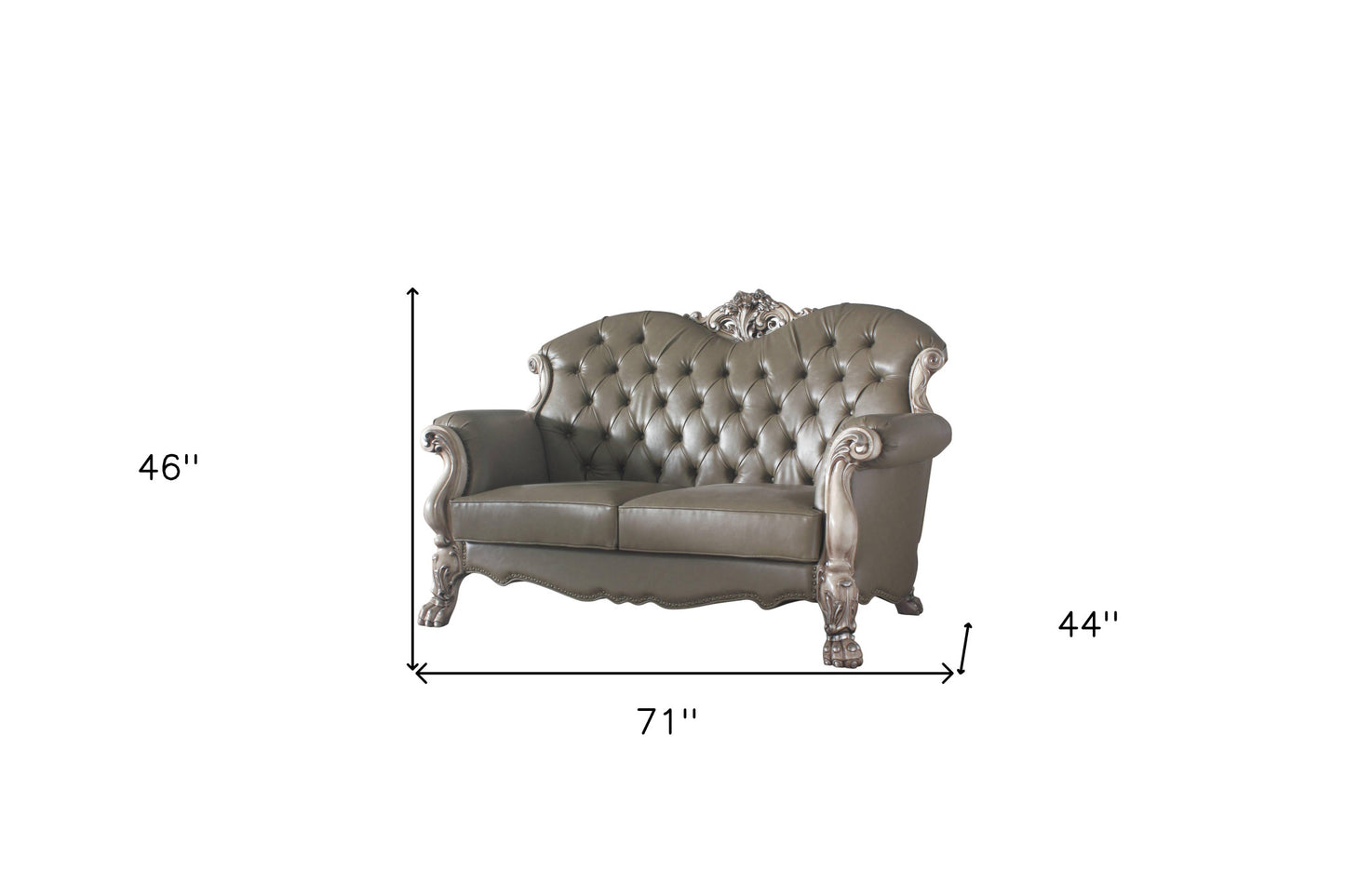 71" Bone Faux Leather Loveseat and Toss Pillows